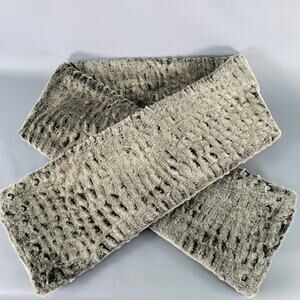 VINTAGE Grey Black Textured Faux Fur Rhinestone Scarf